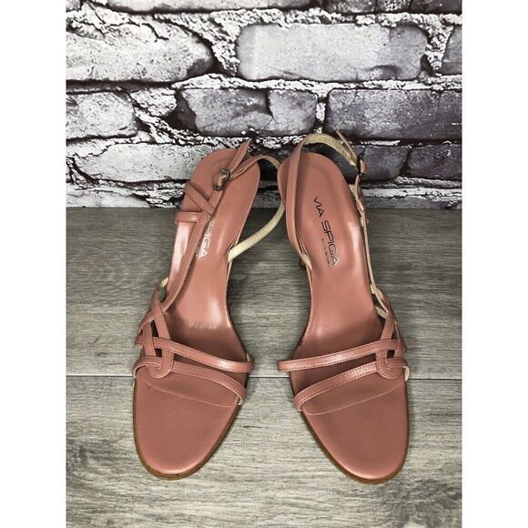 VIA SPIGA Pink Leather Ankle Strap Stiletto Heels Sandals Women Sz 9N US/39.5EU - Picture 2 of 16